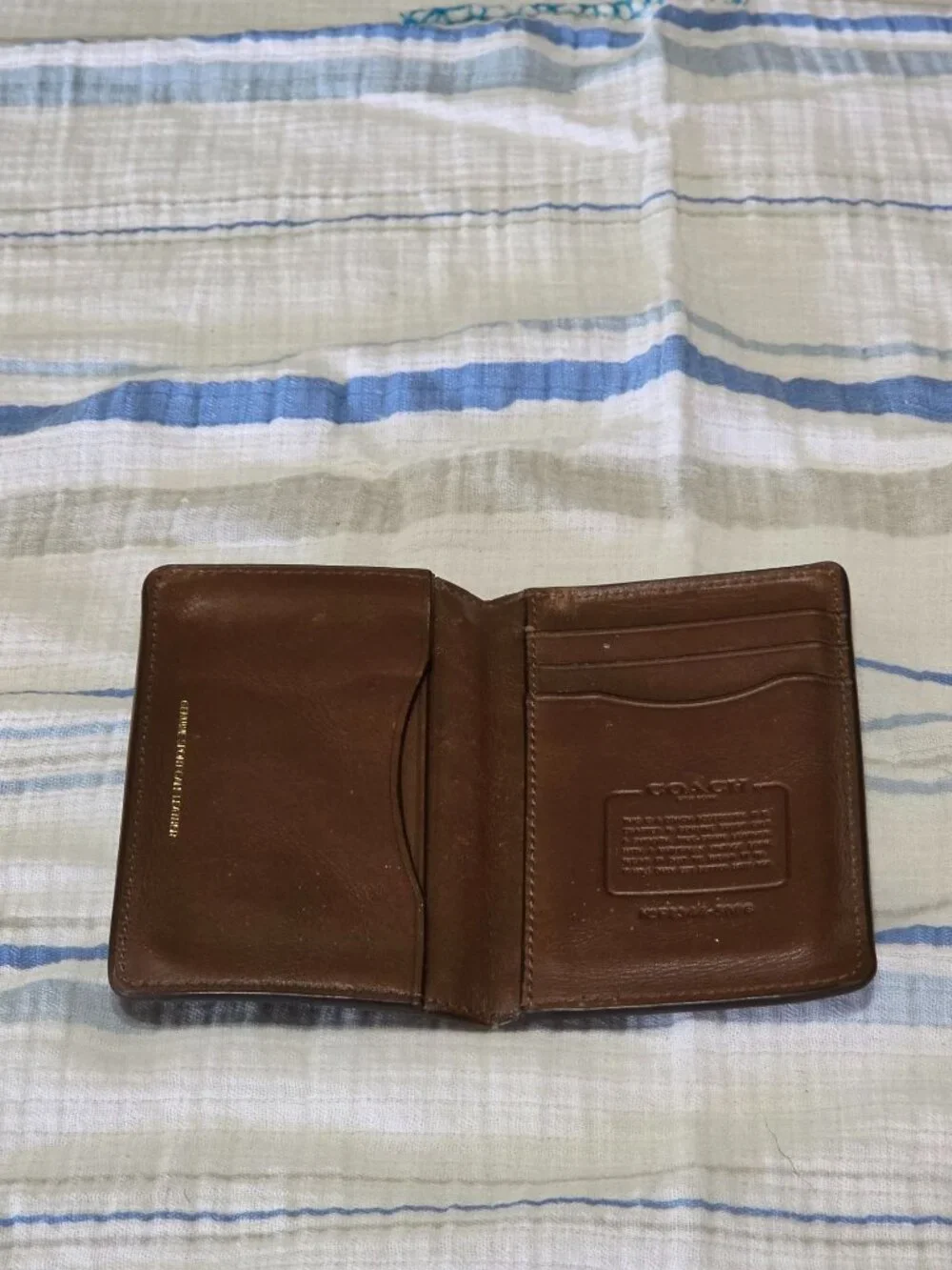 COACH 2244 Heritage Sport Calf Leather Bifold Card Case Wallet Brown Vintage Loo